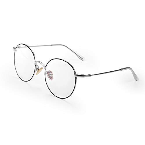 Aroncent Gafas Ópticas Resistente a Luz Azul Lentes Transparentes de Resina Marco Metal Patillas Elásticas Protector Ojos Plegable Portátil Ante Ordenador Regalo Hombre Mujer Unisex