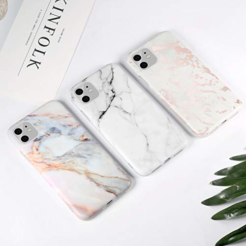 AROYI 3 x Funda para iPhone 11 Mármol Silicone Suave Carcasa, Slim Soft Gel TPU Case Protección Antigolpes Cover para iPhone 11 (Blanco)