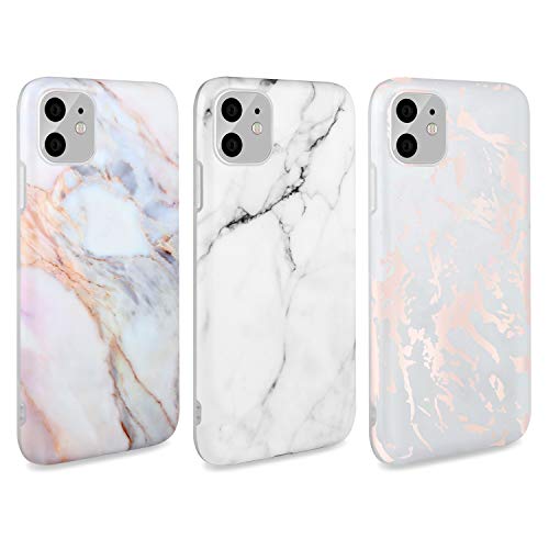 AROYI 3 x Funda para iPhone 11 Mármol Silicone Suave Carcasa, Slim Soft Gel TPU Case Protección Antigolpes Cover para iPhone 11 (Blanco)