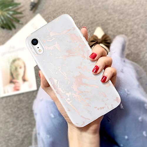 AROYI 3 x Funda para iPhone XR Mármol Silicone Suave Carcasa, Slim Soft Gel TPU Case Protección Antigolpes Cover para iPhone XR (Blanco)