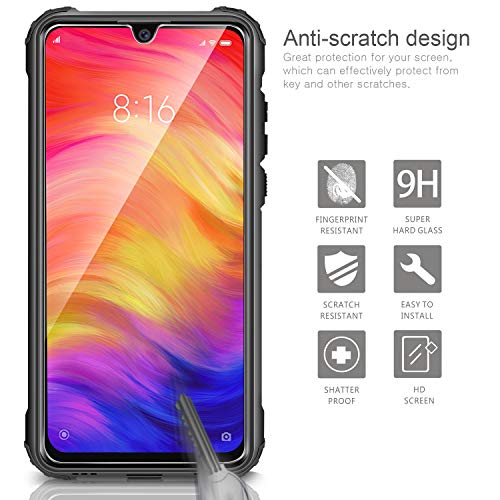 AROYI Funda Xiaomi Redmi Note 7 / Note 7 Pro + Protectores de Pantalla in Cristal Templado, Robusta Carcasa Híbrida TPU+PC de Doble Capa Anti-arañazos Caso para Xiaomi Redmi Note 7 Pro Negro