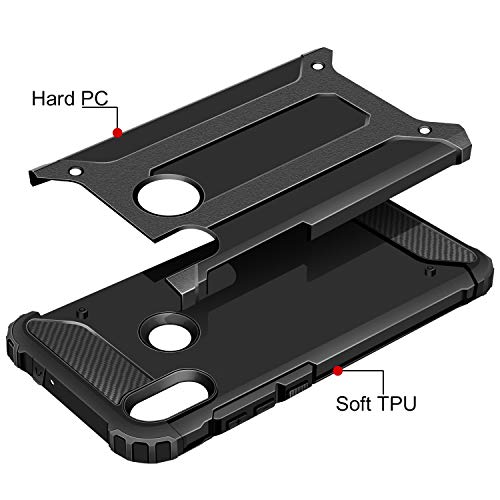 AROYI Funda Xiaomi Redmi Note 7 / Note 7 Pro + Protectores de Pantalla in Cristal Templado, Robusta Carcasa Híbrida TPU+PC de Doble Capa Anti-arañazos Caso para Xiaomi Redmi Note 7 Pro Negro