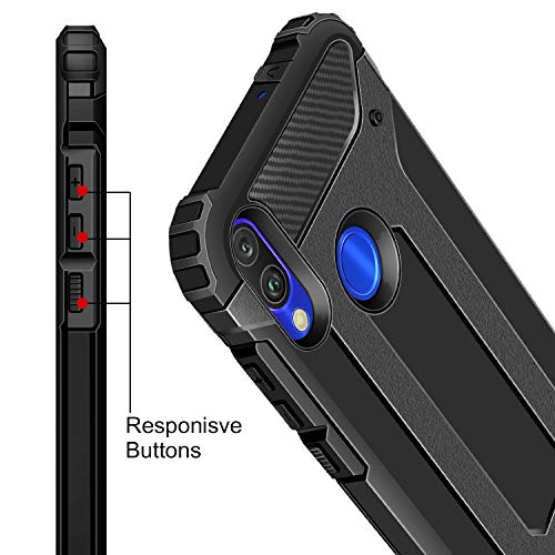 AROYI Funda Xiaomi Redmi Note 7 / Note 7 Pro + Protectores de Pantalla in Cristal Templado, Robusta Carcasa Híbrida TPU+PC de Doble Capa Anti-arañazos Caso para Xiaomi Redmi Note 7 Pro Negro