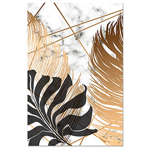 Arte de pared de lienzo Carteles de pintura de lienzo de hoja dorada e impresión moderna decoración cuadros de arte de pared para sala de estar dormitorio comedor-50x70 cm Sin marco