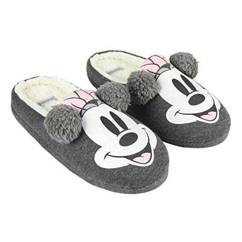 Artesania Cerda Zapatillas DE CASA Abierta Premium Minnie, Mujer, Gris (Gris C13), 39 EU