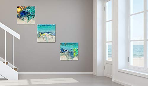 Artezo Cuadro en Lienzo Impresion de Pintura Abstracta Mar Turquesa Set de 3 Piezas 30x30cm Decoracion Pared