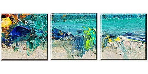 Artezo Cuadro en Lienzo Impresion de Pintura Abstracta Mar Turquesa Set de 3 Piezas 30x30cm Decoracion Pared