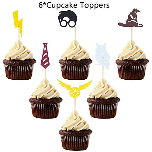 Artículos de Fiesta para Harry Potter BESLIME Suministros para la Fiesta de Harry Potter, Estandarte de cumpleaños, Harry Potter Inspired Cupcake Toppers, Globo de látex