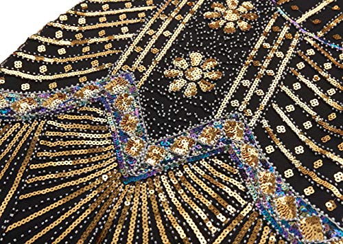 ArtiDeco Años 20 Estilo Vintaje Vestido con Cuello en V Gatsby Disfraz Vestido con Flecos de Lentejuelas