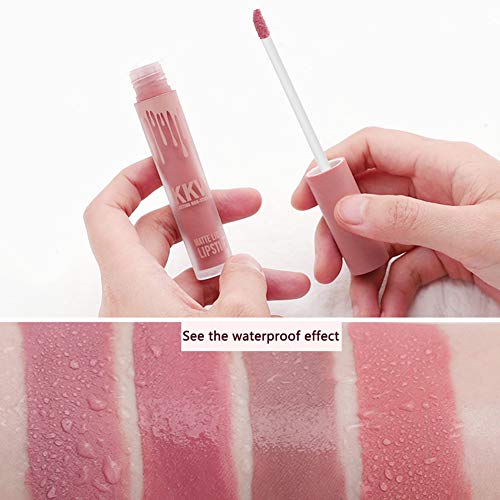 ARTIFUN Set de Lápiz Labial Tubo Rosa Brillante de Larga Duración, Impermeable y Antiadherente,Set de Pintalabios de Labios Mate