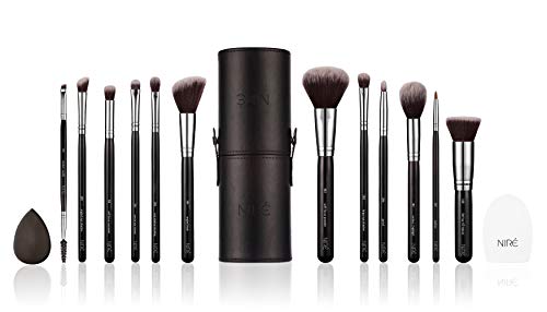 Artistry Set de Niré: brochas de maquillaje veganas con estuche de brochas, esponja Niré Beauty y cepillo limpiador de brochas