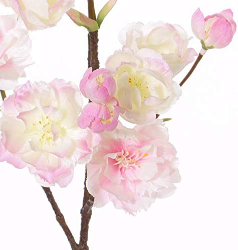 artplants.de Cerezo japonés Artificial Shila, 9 Flores, Rosa-Blanco, 55cm - Rama de Cerezo - Ramillete de Flores Rosas