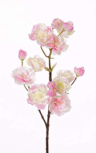 artplants.de Cerezo japonés Artificial Shila, 9 Flores, Rosa-Blanco, 55cm - Rama de Cerezo - Ramillete de Flores Rosas