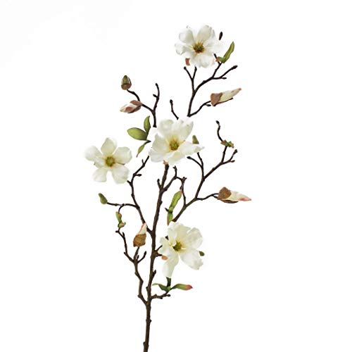 artplants.de Rama de Magnolia Artificial Lilo, 4 Flores, yemas, Crema-Blanco, 75cm - Planta Artificial - Ramas con Flores