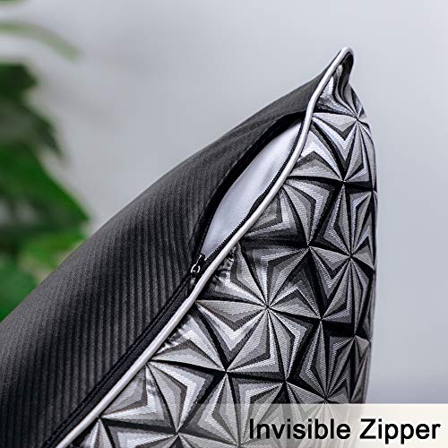 Artscope Funda de Cojine de Seda Simulada Suave Decorativos para Sofá Cama,4 Pack Funda de Almohada Cuadrada 45x45 cm con Cremallera Invisible (Geométrico Negro)