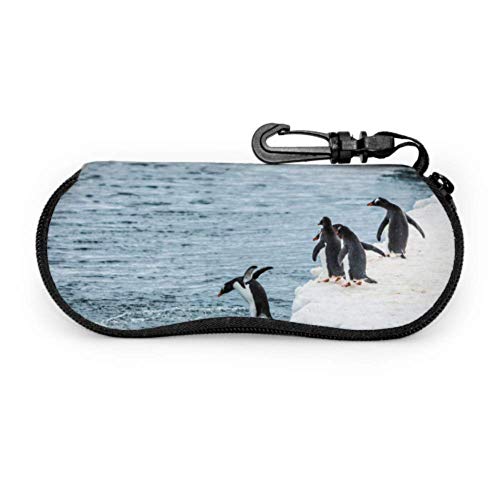 Arvolas Los pingüinos del grupo miran a su amigo Jum Estuche para gafas para hombre Estuche para gafas de sol para hombre Estuche portátil para gafas con cremallera de neopreno para niños