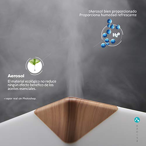 ASAKUKI 700ml Humidificador Ultrasónico Aromaterapia, Difusor de Aceites Esenciales, 7-Color LED, 4 Temporizador, Apagado Automático sin Agua, Humidificador Bebes, Hogar, Oficina, Bebé, Dormitorio