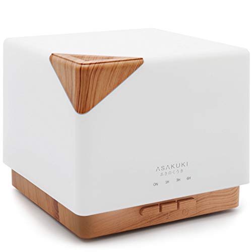 ASAKUKI 700ml Humidificador Ultrasónico Aromaterapia, Difusor de Aceites Esenciales, 7-Color LED, 4 Temporizador, Apagado Automático sin Agua, Humidificador Bebes, Hogar, Oficina, Bebé, Dormitorio