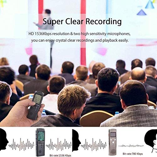 ASDFGH Grabadora de Voz Digital Grabadora Digital de Voz Activado por Voz Grabadora de 32G con WAV MP3 Player 96 Horas HD USB dictáfono for la Conferencia Grabación de Notas de reunión