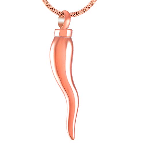 ASDWA Collar De Cenizas,Joyería De Cremación De Oro Rosa Lindo Forma De Chile Urna Colgante Medallón Conmemorativo Ceniza Titular Collares para Mascota Regalo De Recuerdo Humano