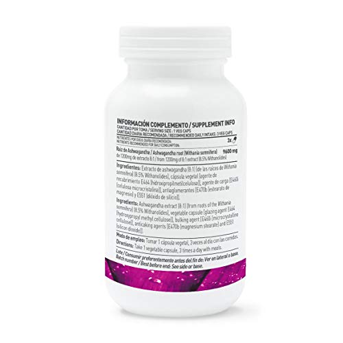 Ashwagandha de HSN | 400mg | Extracto Estandarizado 8:1 | Con 8,5% de Withanolides | Ginseng Indio | Reduce el Estrés | Vegano, Sin Gluten, Sin Lactosa, 120 Cápsulas Vegetales