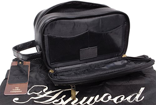 ASHWOOD - Bolso Neceser/Bolsa de Aseo para Hombre - Cuero - Negro