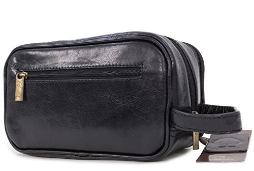 ASHWOOD - Bolso Neceser/Bolsa de Aseo para Hombre - Cuero - Negro