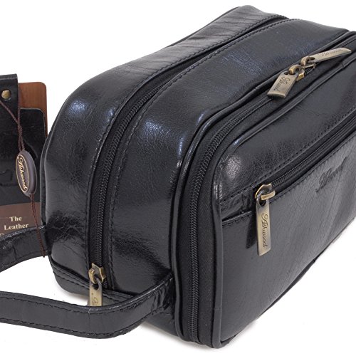 ASHWOOD - Bolso Neceser/Bolsa de Aseo para Hombre - Cuero - Negro