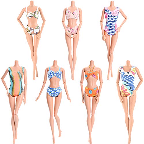 Asiv 5 Sets Trajes de Baño Suave y cómodo Playa Verano Ropa Biquini para Muñeca, Estilo Aleatorio
