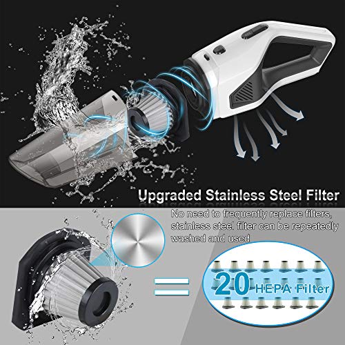 Aspirador de Mano sin Cable Potente, Aspiradora portátil Recargable de 7000 pa, Fuerte succión en seco y húmedo, Ligera Mini aspiradora de Mano para la Limpieza de Coches domésticos
