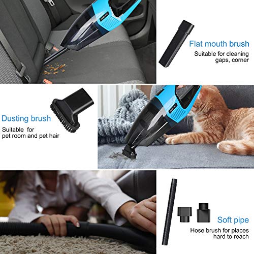 Aspirador de Mano sin Cable Potente,Aspiradora Inalámbrico de 7000 PA,Batería de 4000mAh, Luz LED,Indicador de Batería,Filtro Acero Inoxidable para Hogar y Coche,Seco y Húmedo,700ml Depósito