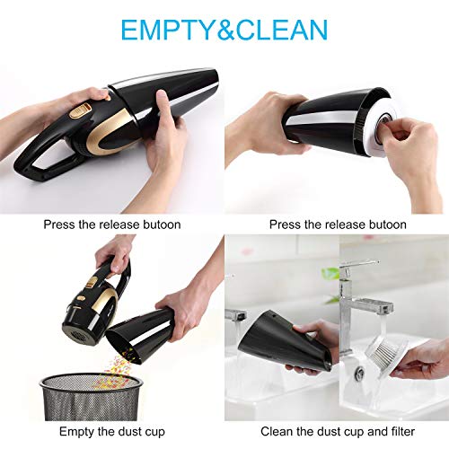 Aspirador Mano Alta Succion Aspiradora de Mano Potente Sin Cable Seco y Húmedo 8000PA Aspiradora Coche Bateria Portatil para Hogar Autocaravana Pelos de Mascota