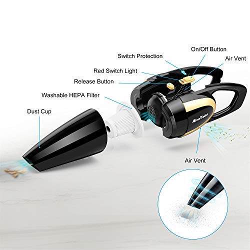 Aspirador Mano Alta Succion Aspiradora de Mano Potente Sin Cable Seco y Húmedo 8000PA Aspiradora Coche Bateria Portatil para Hogar Autocaravana Pelos de Mascota