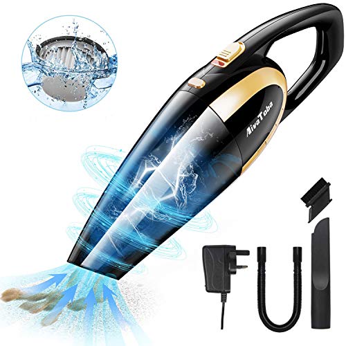 Aspirador Mano Alta Succion Aspiradora de Mano Potente Sin Cable Seco y Húmedo 8000PA Aspiradora Coche Bateria Portatil para Hogar Autocaravana Pelos de Mascota