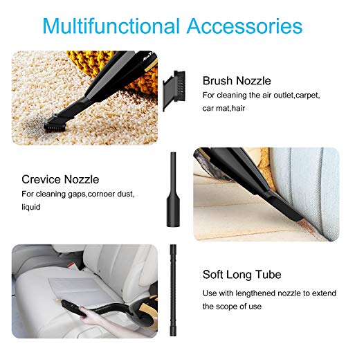 Aspirador Mano Alta Succion Aspiradora de Mano Potente Sin Cable Seco y Húmedo 8000PA Aspiradora Coche Bateria Portatil para Hogar Autocaravana Pelos de Mascota