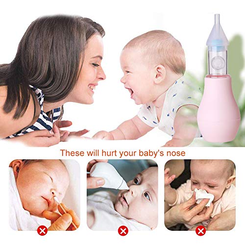 Aspirador Nasal Bebes, Aspirador Nasal, Limpiador Nasal Bebe, Portátil aspirador nasal para Recién Nacidos, Reutilizable, 100% seguro mocos limpiador, 2 PCS