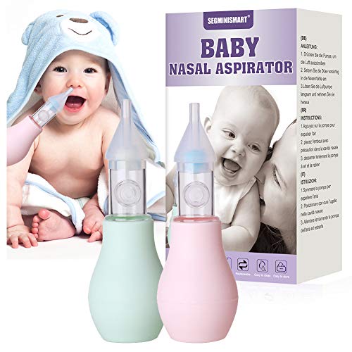 Aspirador Nasal Bebes, Aspirador Nasal, Limpiador Nasal Bebe, Portátil aspirador nasal para Recién Nacidos, Reutilizable, 100% seguro mocos limpiador, 2 PCS