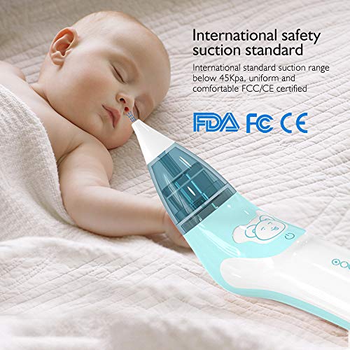 Aspirador Nasal Bebes Electrico, Aspiradores Nasales OOCOME Aspirador de Nariz para bebé y removedor de cera del oído con 3 boquillas de lechón reutilizables para recién nacidos y bebés