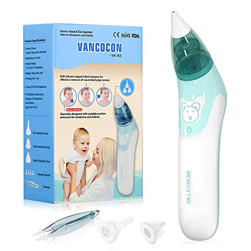 Aspirador Nasal Bebes Electrico, Aspiradores Nasales OOCOME Aspirador de Nariz para bebé y removedor de cera del oído con 3 boquillas de lechón reutilizables para recién nacidos y bebés