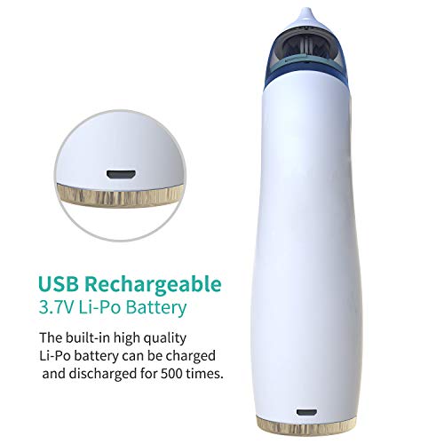 Aspirador Nasal Eléctrico Recargable USB para Bebés - Limpiador de Nariz para Recién Nacidos y Niños con 4 Puntas (2 Tamaños Diferentes) y 3 Fuerzas de Succión Ajustables - Música Maravillosa