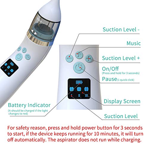 Aspirador Nasal Eléctrico Recargable USB para Bebés - Limpiador de Nariz para Recién Nacidos y Niños con 4 Puntas (2 Tamaños Diferentes) y 3 Fuerzas de Succión Ajustables - Música Maravillosa