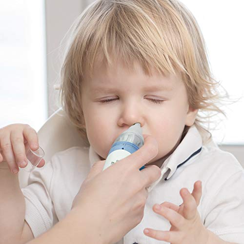 Aspirador nasal para bebés Little Martin's Drawer – Aspirador de mocos seguro, rápido e higiénico para recién nacidos y niños pequeños - Incluye un limpiador de nariz con batería y clíper para bebés con lupa de bonificación gratis (Azul)