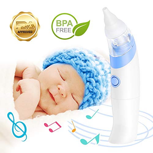 Aspirador nasal para bebés Little Martin's Drawer – Aspirador de mocos seguro, rápido e higiénico para recién nacidos y niños pequeños - Incluye un limpiador de nariz con batería y clíper para bebés con lupa de bonificación gratis (Azul)