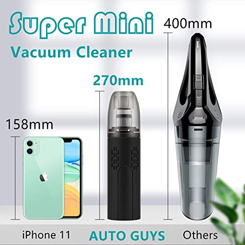 Aspiradora de Mano sin Cable 2500mAh 450g Mini Aspirador de Mano Potente HEPA con Filtro Lavable, Batería Recargable, Asa Plegable Aspiradora de Coche sin bolsa Inalámbrico para el Hogar y el Coche