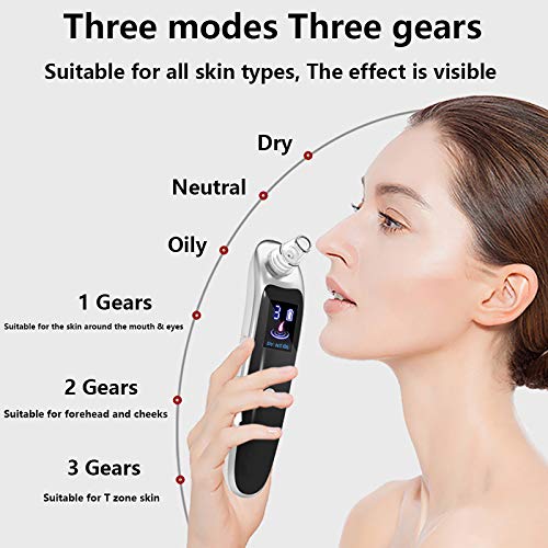 Aspiradora para Eliminar Espinillas de Prechkle - Dispositivo Eléctrico de Eliminación de Comedones, Herramienta para Espinillas Recargable USB con 6 Cabezales de Succión y Pantalla LED