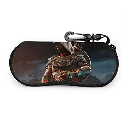 Assassin's Creed Estuche para gafas Gafas de sol Estuche protector para anteojos Conjunto portátil Cremallera de viaje Estuche para gafas de neopreno suave Estuche con clip para cinturón.