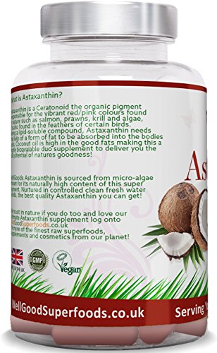 Astaxantina natural 30mg con aceite de coco - vegano 90 cápsulas - fuerza mayor - las naturalezas más potente antioxidante! -Ambiente vegana/vegetariana - por WellGood