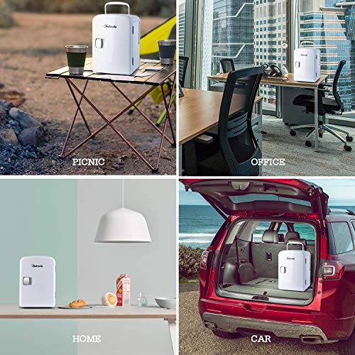 AstroAI 4L Mini Nevera Pequeña Portátil 12 V/220 V para Coche y Casa, Tanto en Frío Como en Calor 0-66°C (Blanco)