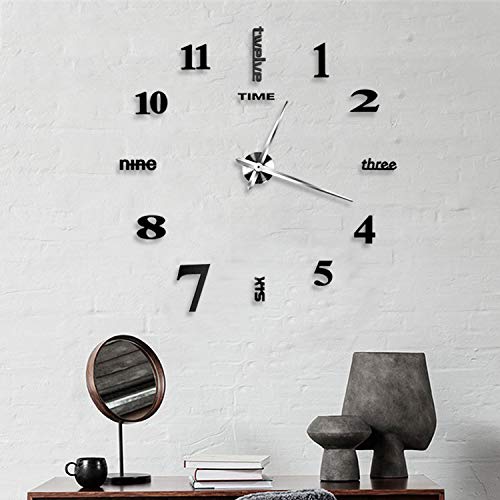 Asvert RReloj Pared Adhesivo 3D Silencioso DIY de Material Acrílico con Números Adhesivos (Efecto de Espejo) y Agujas EVA para Decoración de Hogar (Estilo 2)