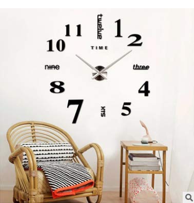 Asvert RReloj Pared Adhesivo 3D Silencioso DIY de Material Acrílico con Números Adhesivos (Efecto de Espejo) y Agujas EVA para Decoración de Hogar (Estilo 2)